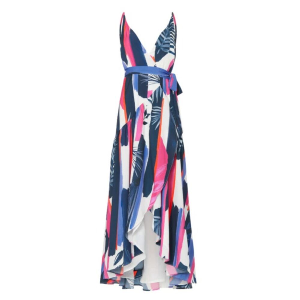 Anthropologie Hutch Botanical‎ Print Maxi Wrap Dress Women's XS Cruise Resort